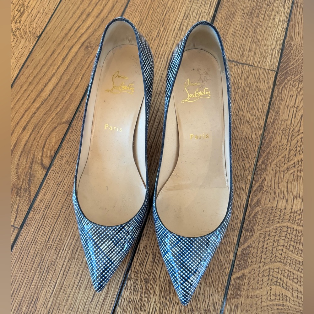 Christian Louboutin Black and White Checkered Heels